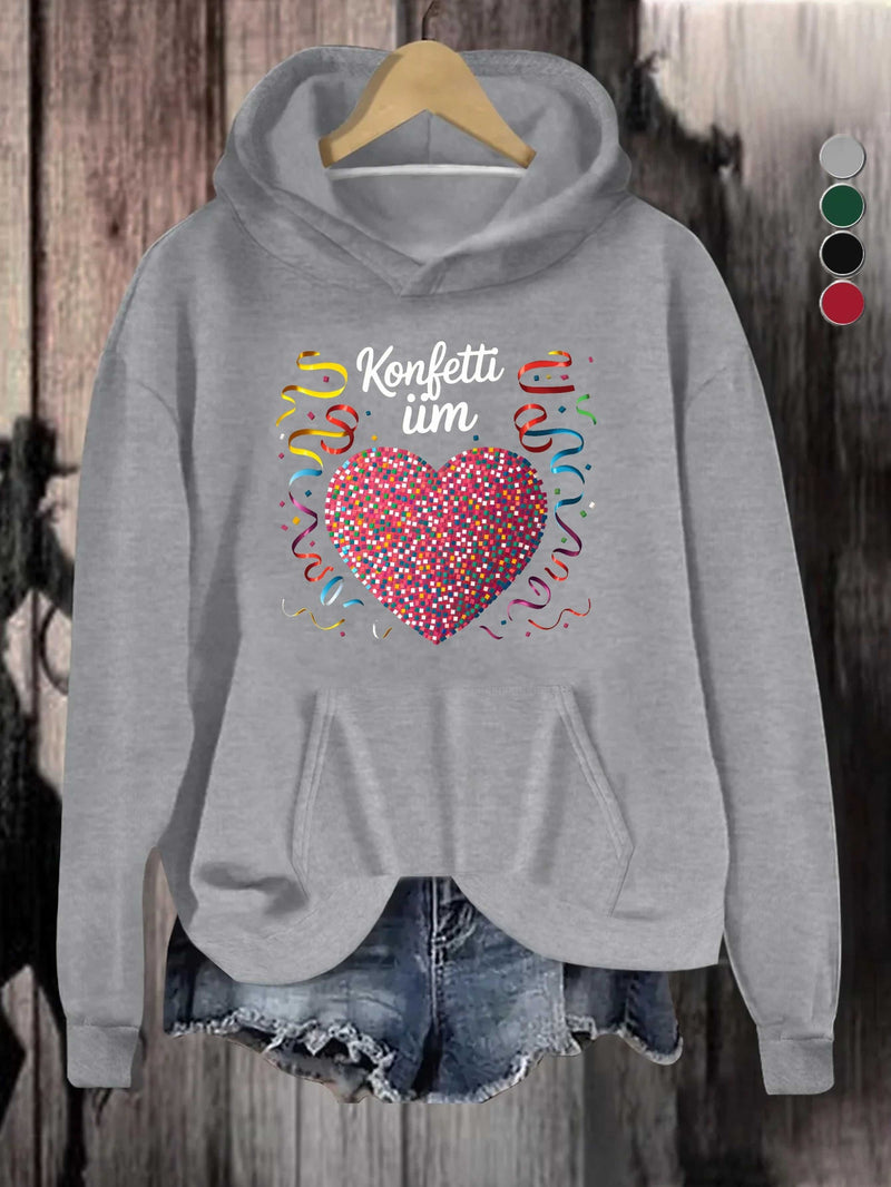 Festive Confetti Heart Women's Hoodies.
