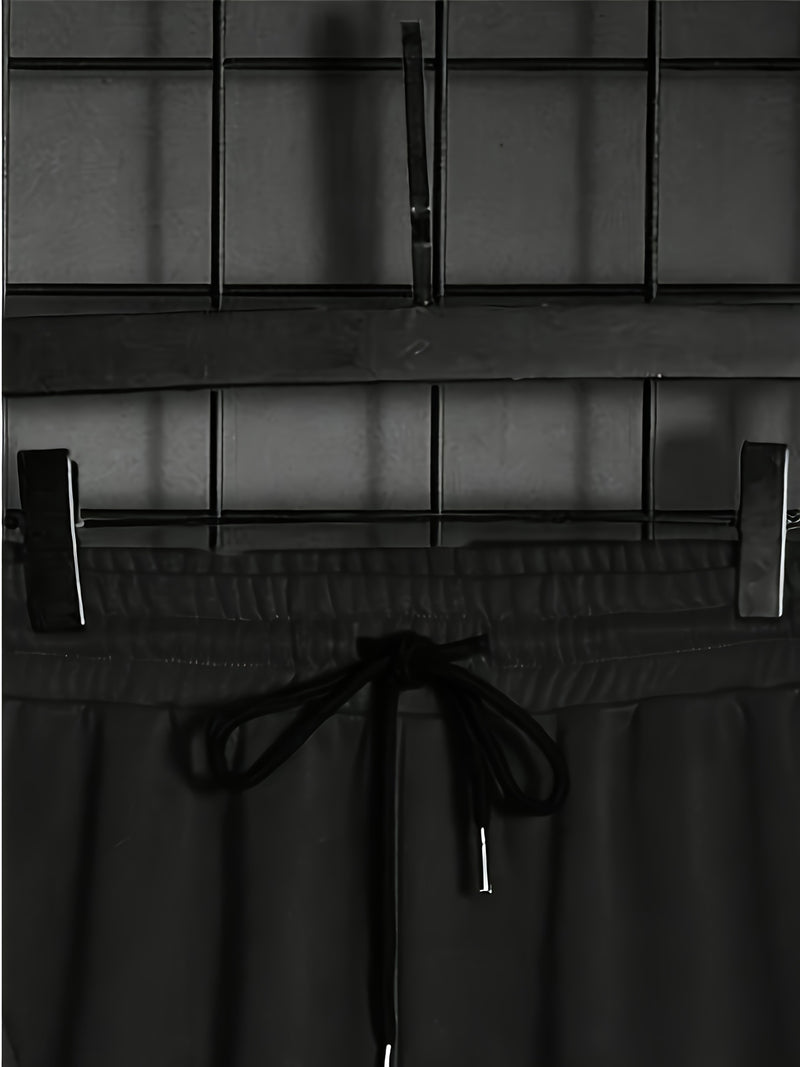 Men's Autumn And Winter Letter Print Spliced Drawstring Hoodie Sports.