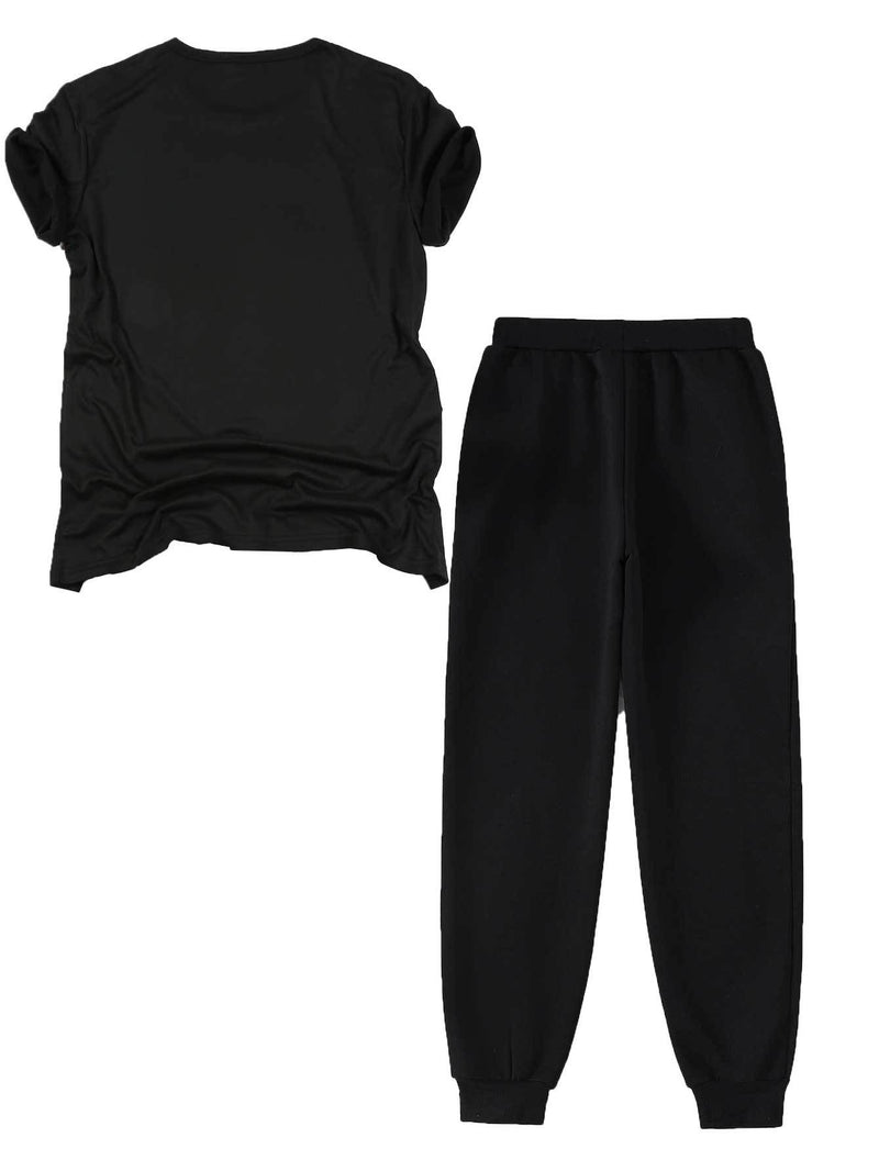 Women’s Two-Piece Set, Short-Sleeved T-Shirt Top And Casual Pants Bottom.
