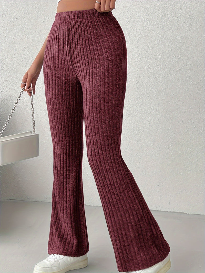 Women's Plus Size Autumn/Winter Ribbed Elastic Waist Slightly Flared.