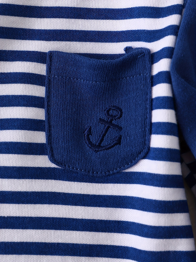 5pcs Boys' Autumn/Winter Long Sleeve Set, Navy Style Children's.