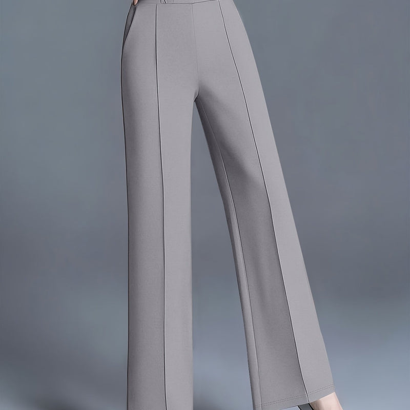 Women's Elegant High Waisted Slanted Pocket Wide Leg Pants.