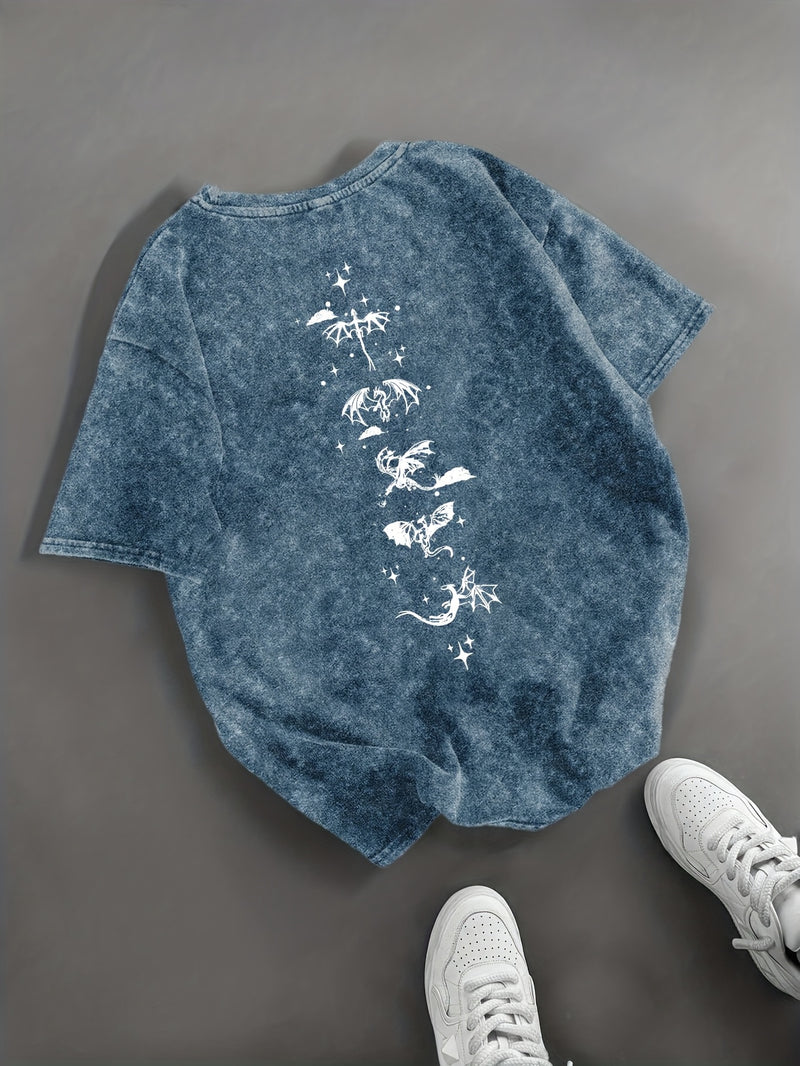 Women’s T-shirt Black with White Dragon & Wings Graphic.