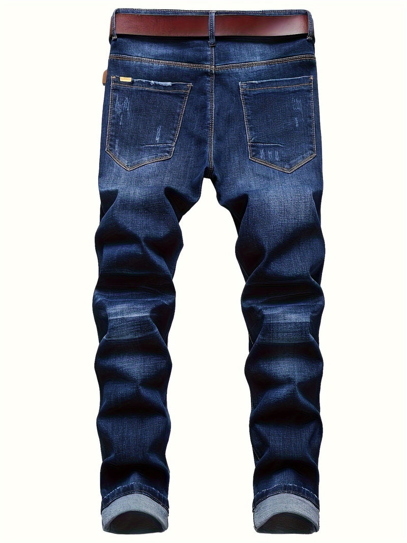 New Mid-Rise Blue Men's Jeans for Autumn.