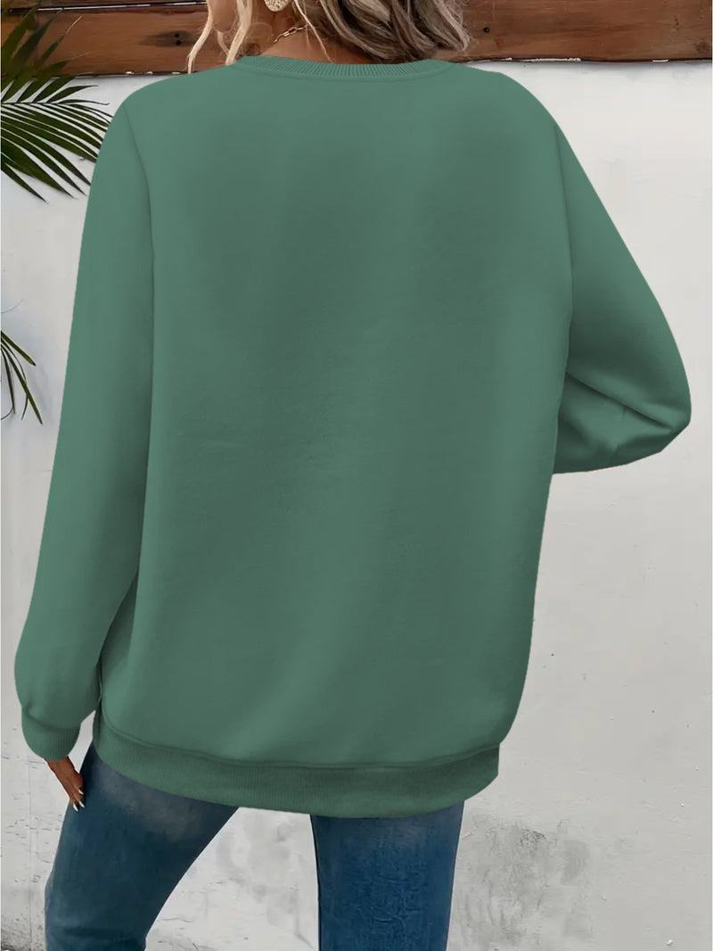 Plus Size, Women's Oversized German Text Print Sweatshirt.