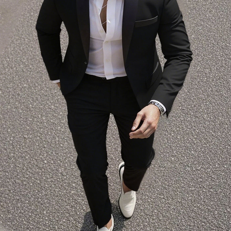 Set of 2 Men'S Tailored Suit Jacket & Dress Trousers with Pockets.