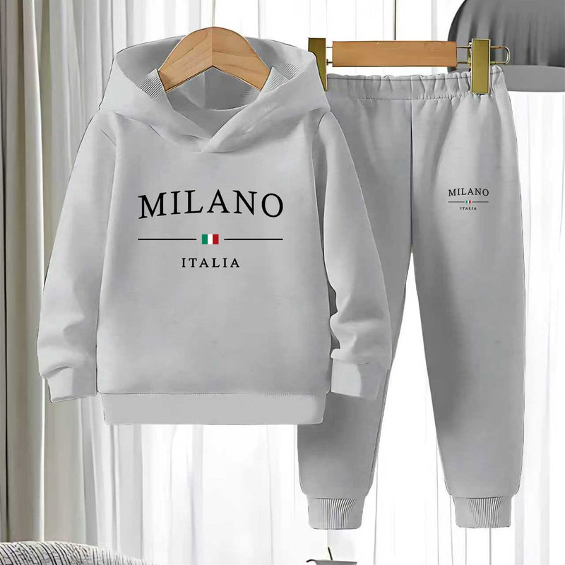 2pcs Set Boys Hoodie Outfit Knitted Comfortable Casual Sweatshirt And Pants.