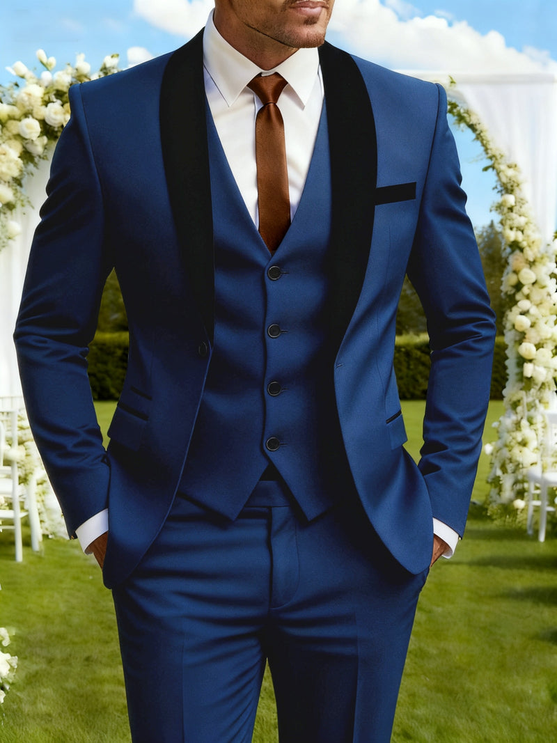 3pcs Men's Suit Set, All-Season Business Wedding Party, Suit Jacket,