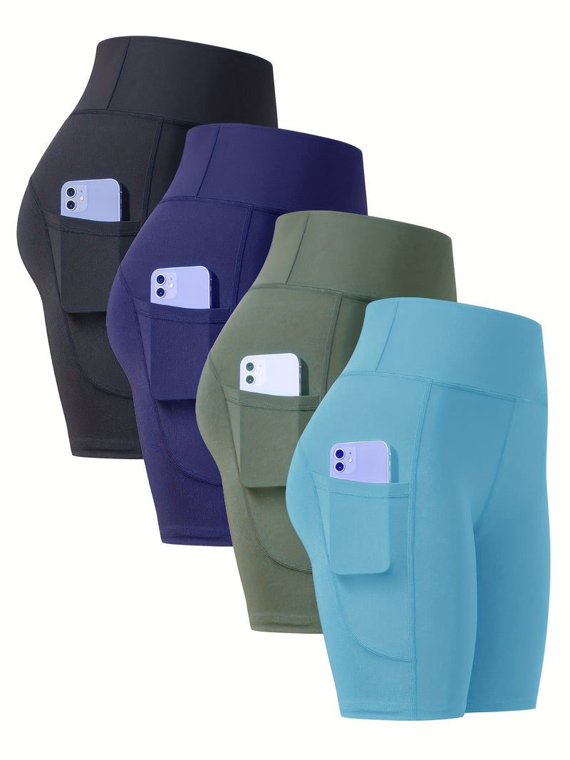 4-Pack Women’s Athletic Shorts, Fashion Yoga Shorts.