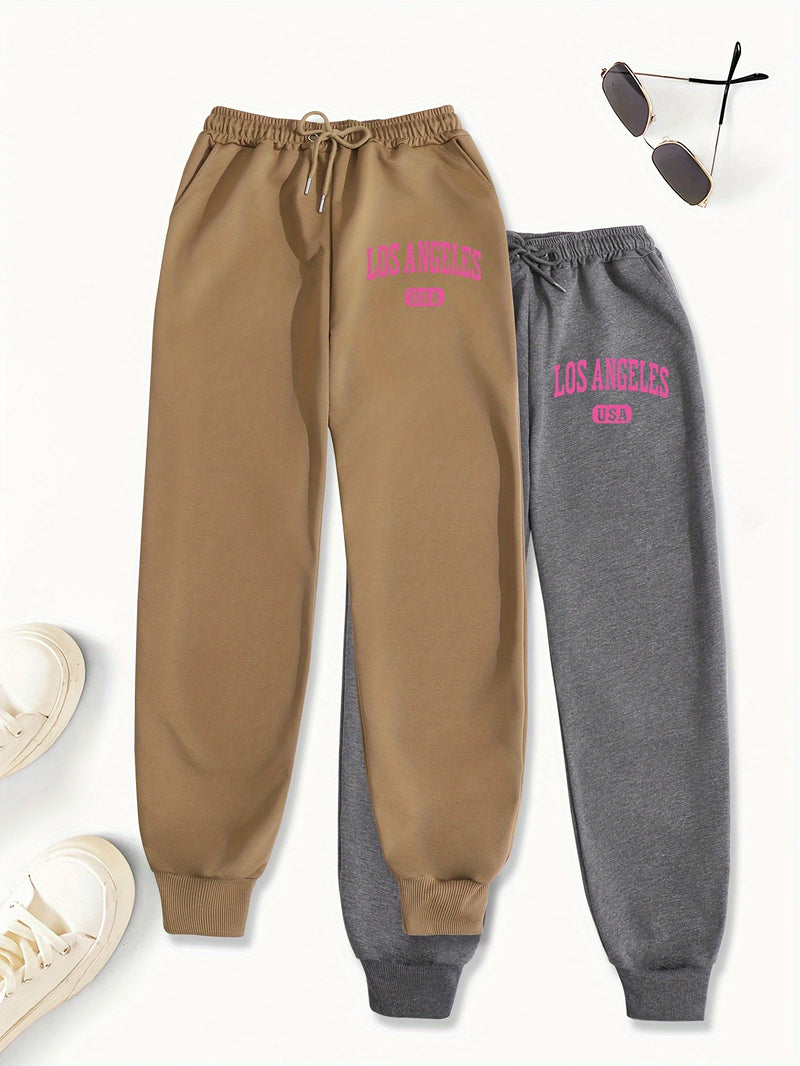 Women's Two-Piece Outfit Featuring Pants with a Letter Print.