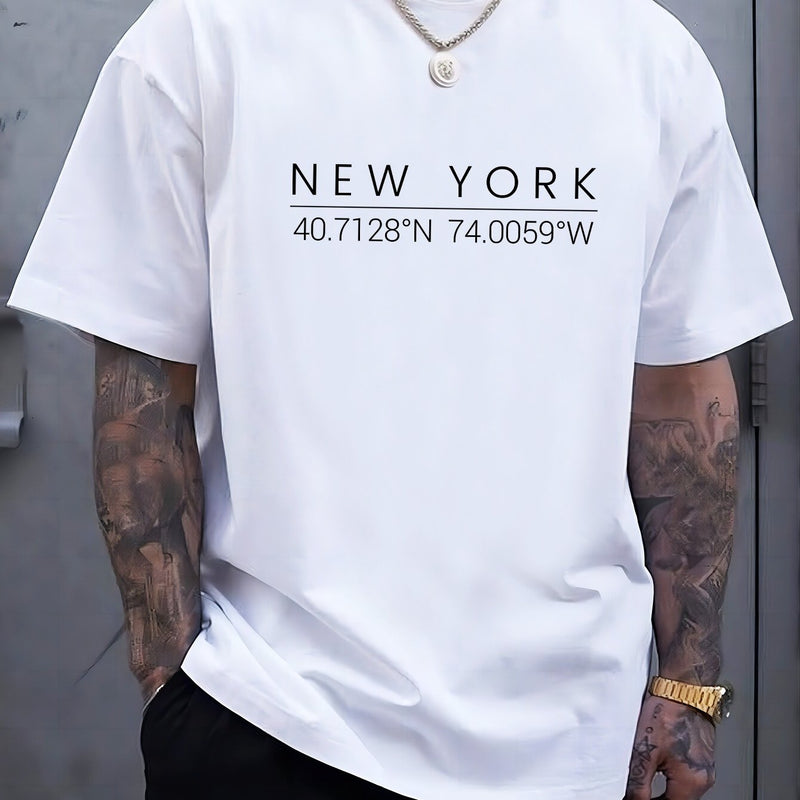 Plus Size Men's Summer Short-Sleeve Graphic Print T-Shirt.
