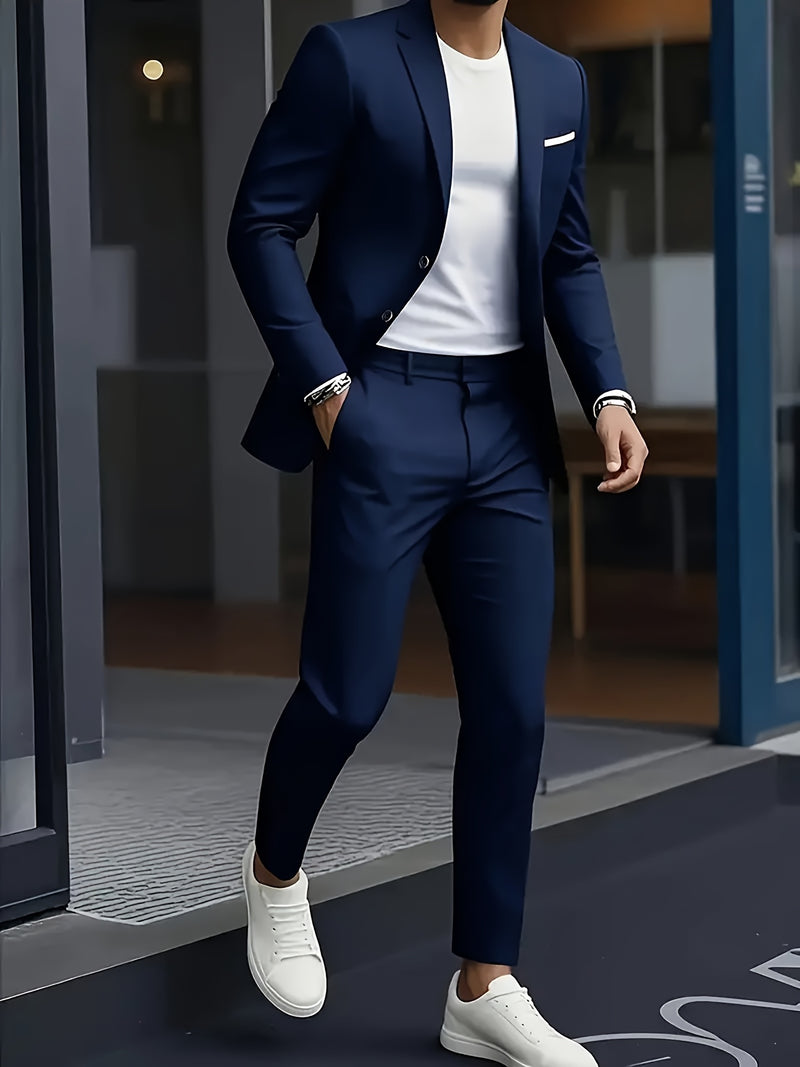 Men's Premium Two-Piece Suit, Jacket + Pants, Ideal for Formal Wear.