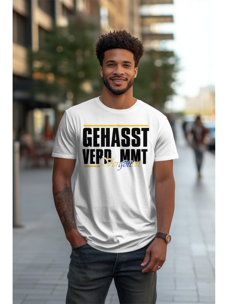 Men's & Women's Gothic German Text Print T-Shirt.