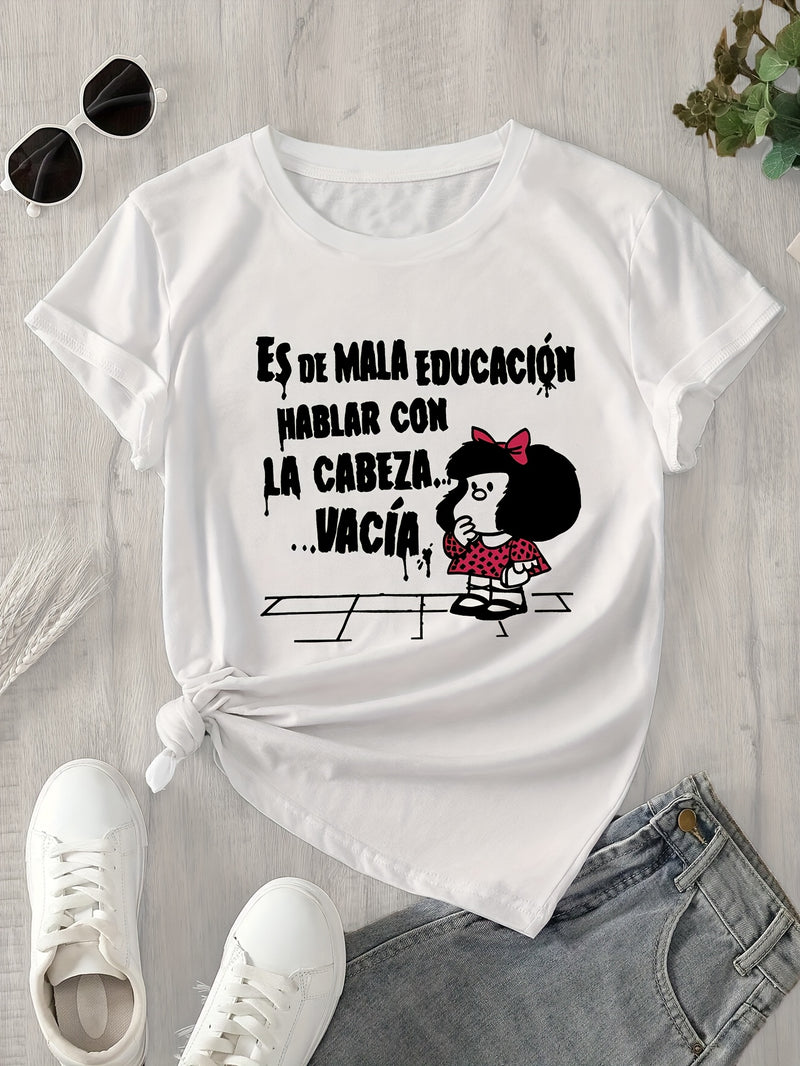 Women’s Graphic Print T-shirt Crew Neck Casual.