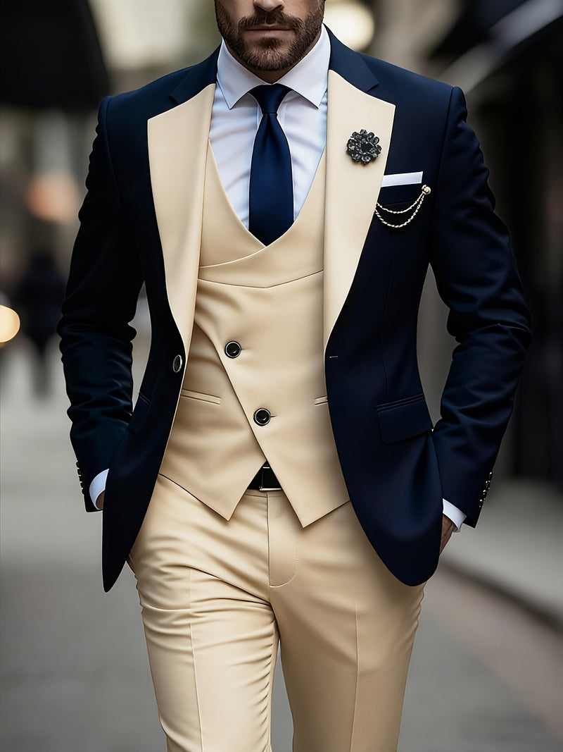 Men's Three-Piece Suit Set, Business Formal Wear.