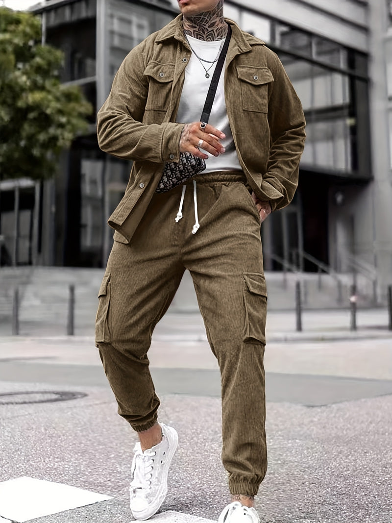 Men's Four-Season Long Sleeve Turn- Collar Double.