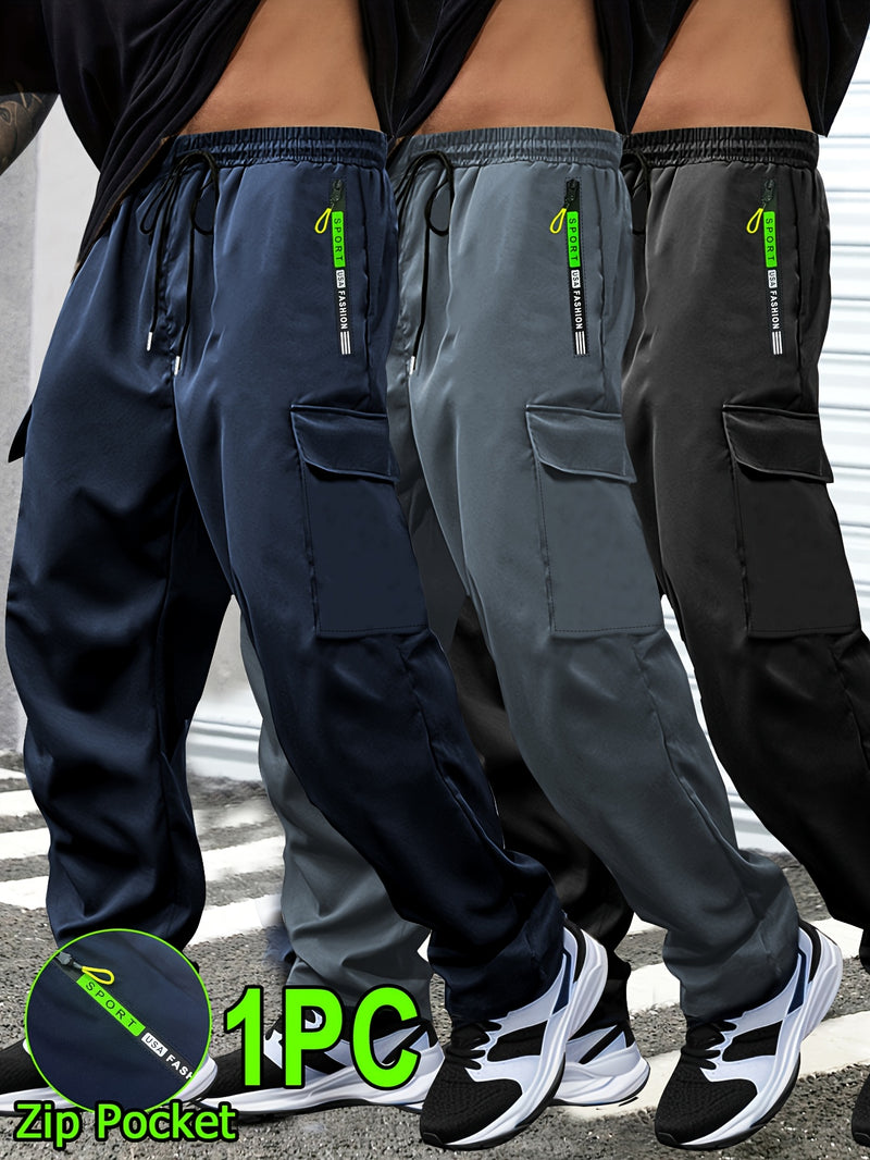 Men's Outdoor Casual Cargo Pants - Made from Polyester Fabric.
