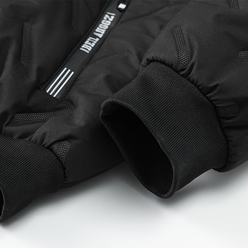 Men's Hooded Jacket, Autumn/Winter Fleece-Lined Warm Padded Coat.