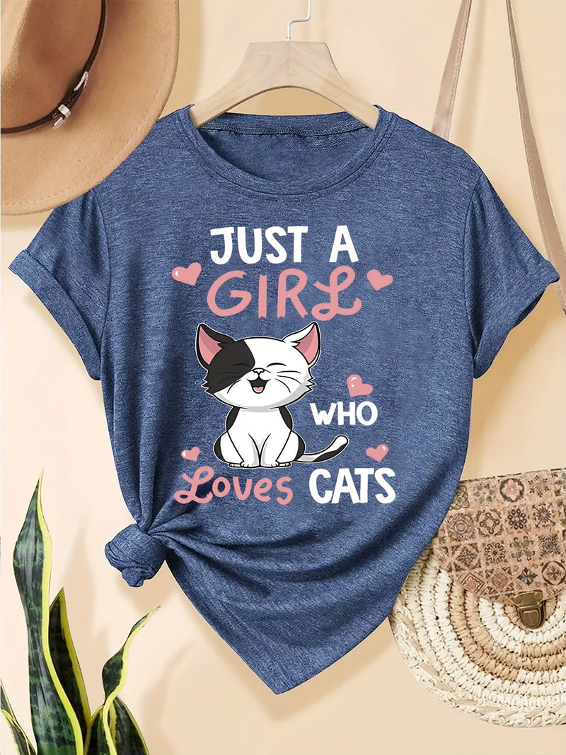 Women's Casual Cat Lover Graphic Tee.