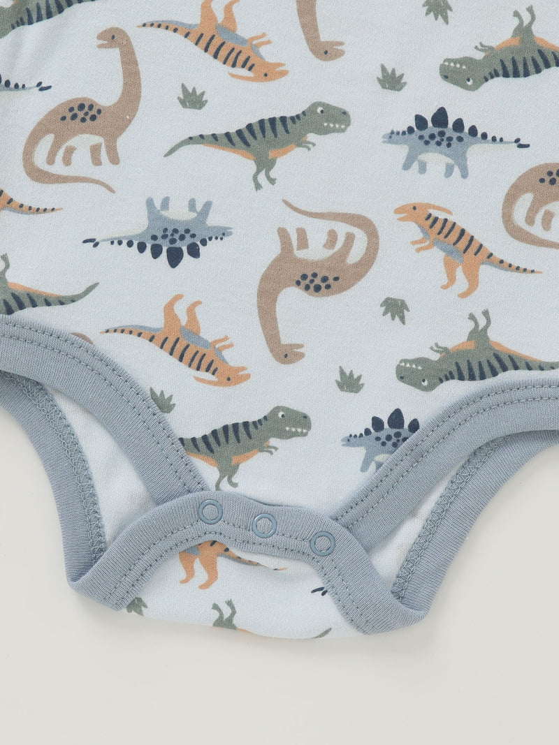 6pcs Newborn Baby Romper with Dinosaur and Truck Embroidery.
