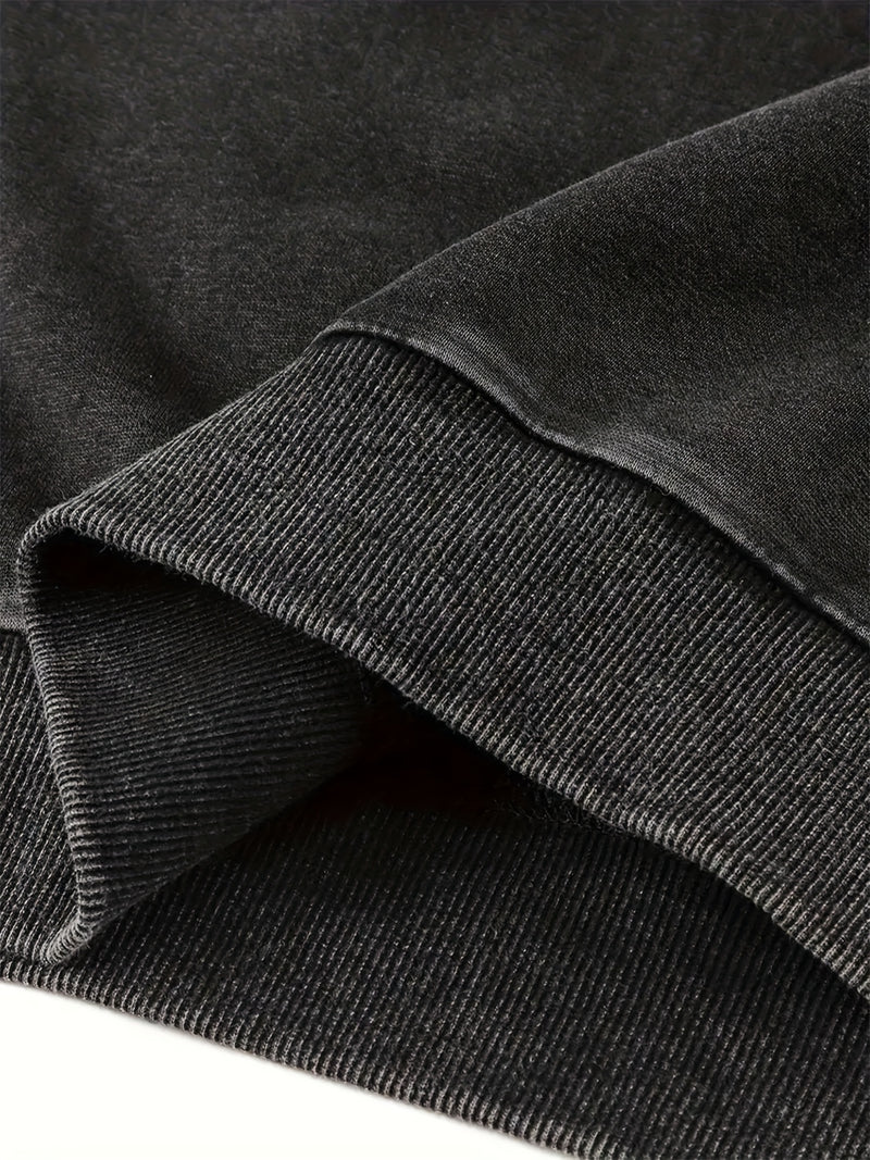 Women's Casual Retro Washed Round Neck Hoodie.