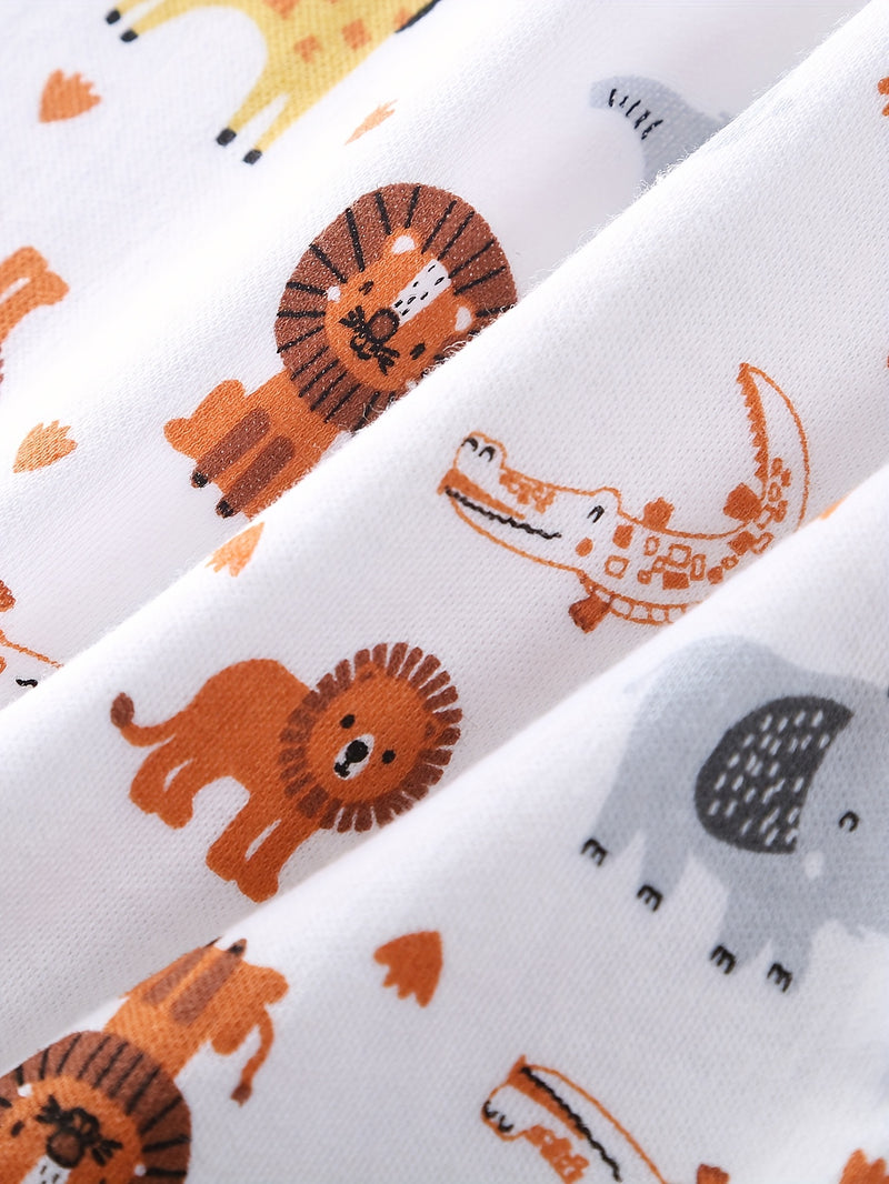 Three-Piece Set New Autumn And Winter Long-Sleeved Lion Elephant Cartoon.