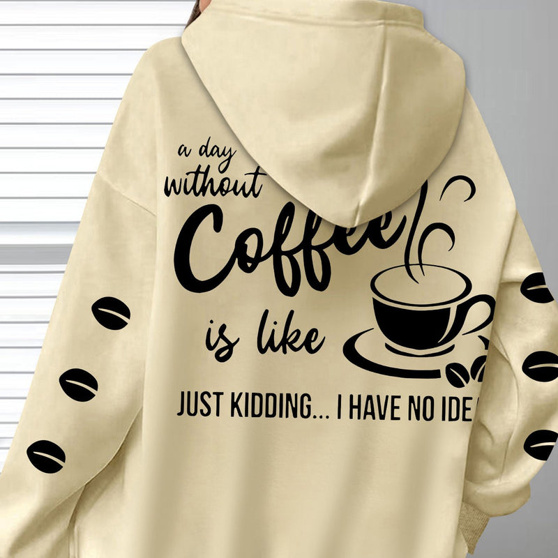 Women's Cozy Coffee Graphic Hoodie.