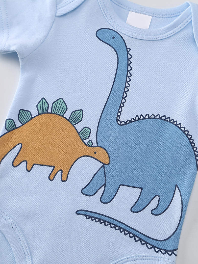 5pcs Baby Boy Bodysuit Set - Soft And Comfortable Short Sleeve Set.
