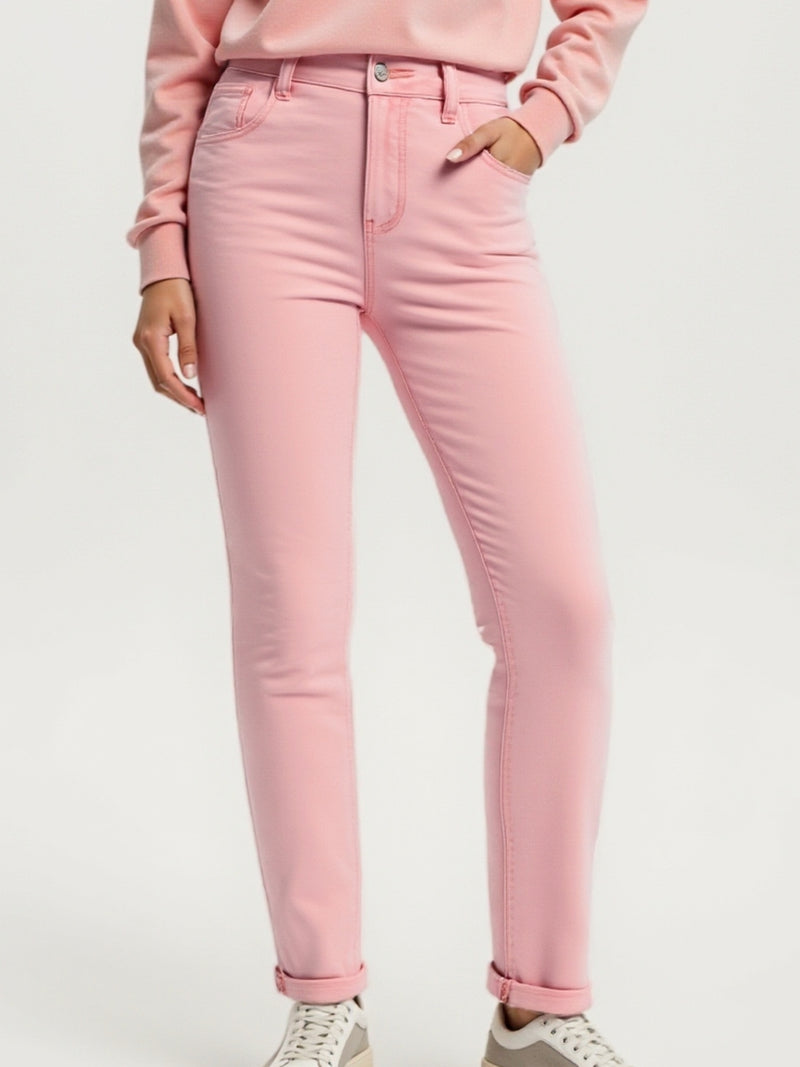 Fashionable Pink Skinny Pants for Women.