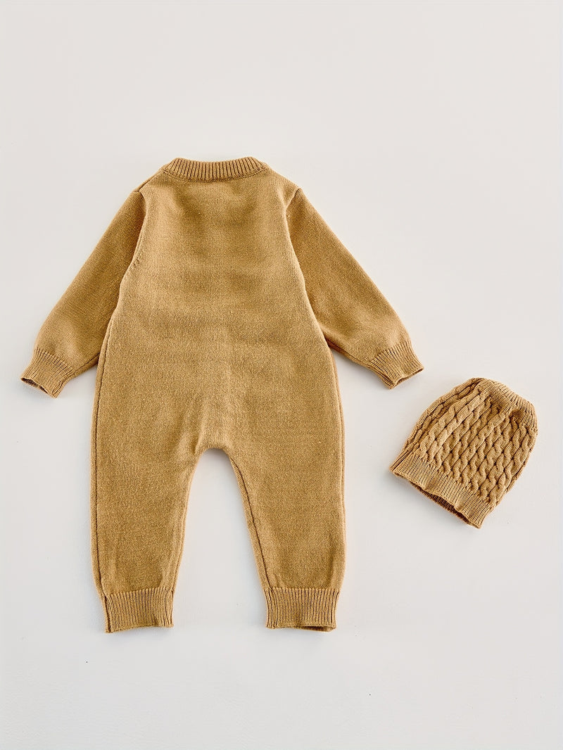 Autumn And Winter Baby Knitted Long-Sleeved Crawling Suit for Boys And Girls.