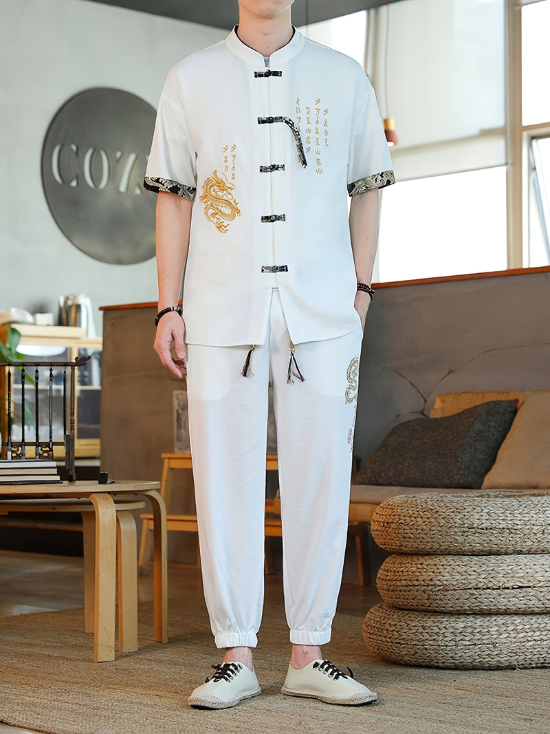 Summer New Chinese Style Hanfu Set for Men.