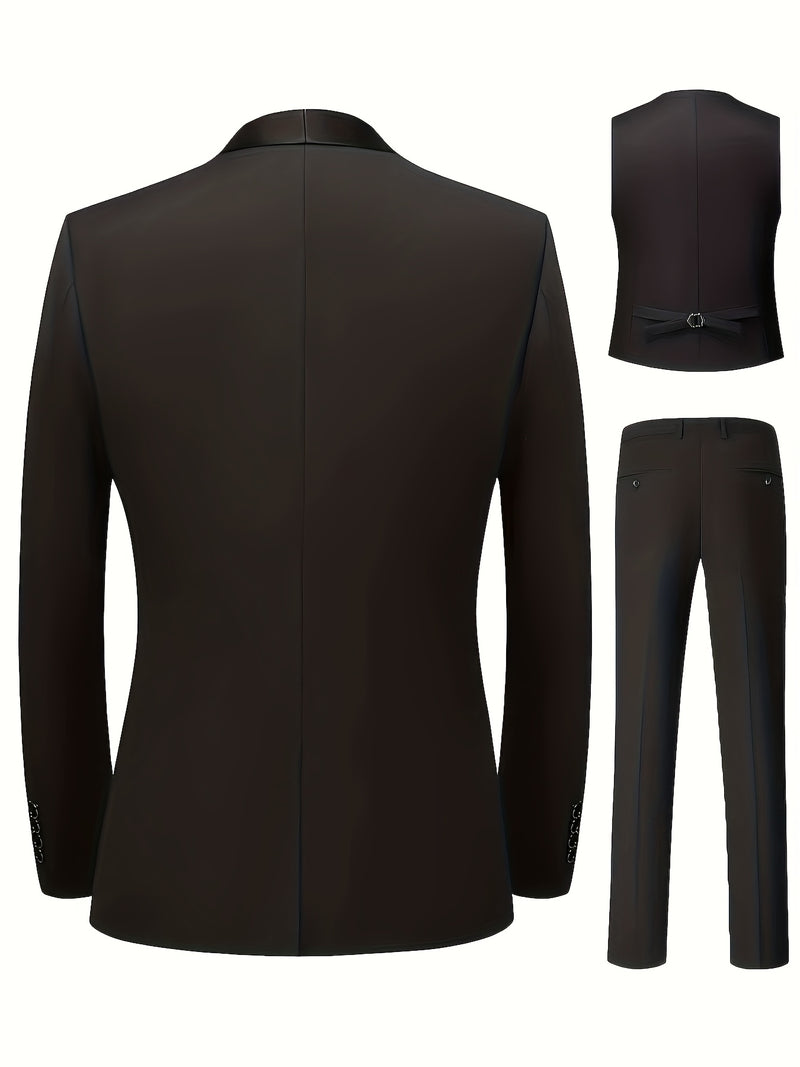Men's 3pcs Suit Set, Jacket + Vest + Trousers, Fashionable and High-Quality.