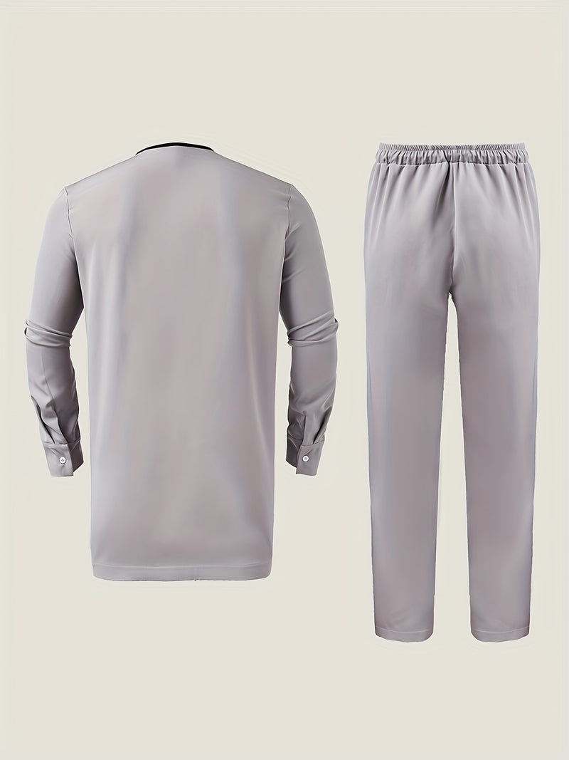 Men's Dashiki African Long Sleeve Set, Long Sleeves, Round Neck.