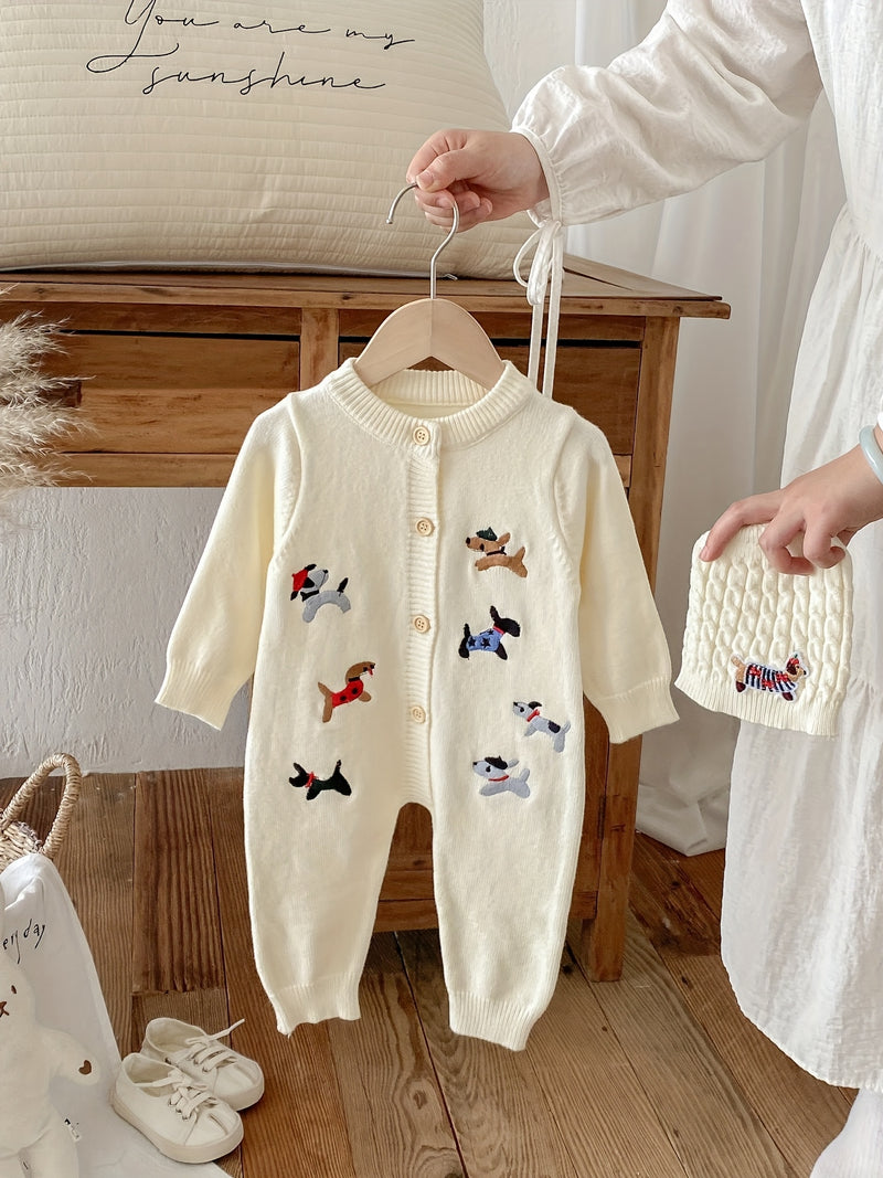 Autumn And Winter Baby Knitted Long-Sleeved Crawling Suit for Boys And Girls.