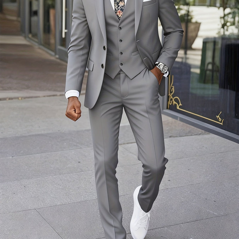 A Men's Three-Piece Suit, Including a Vest, Trousers, And a Jacket.