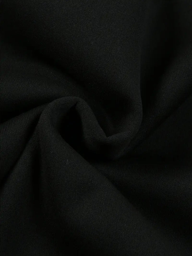 Women's Black Stylish Minimalist Zip-Up Hoodie.