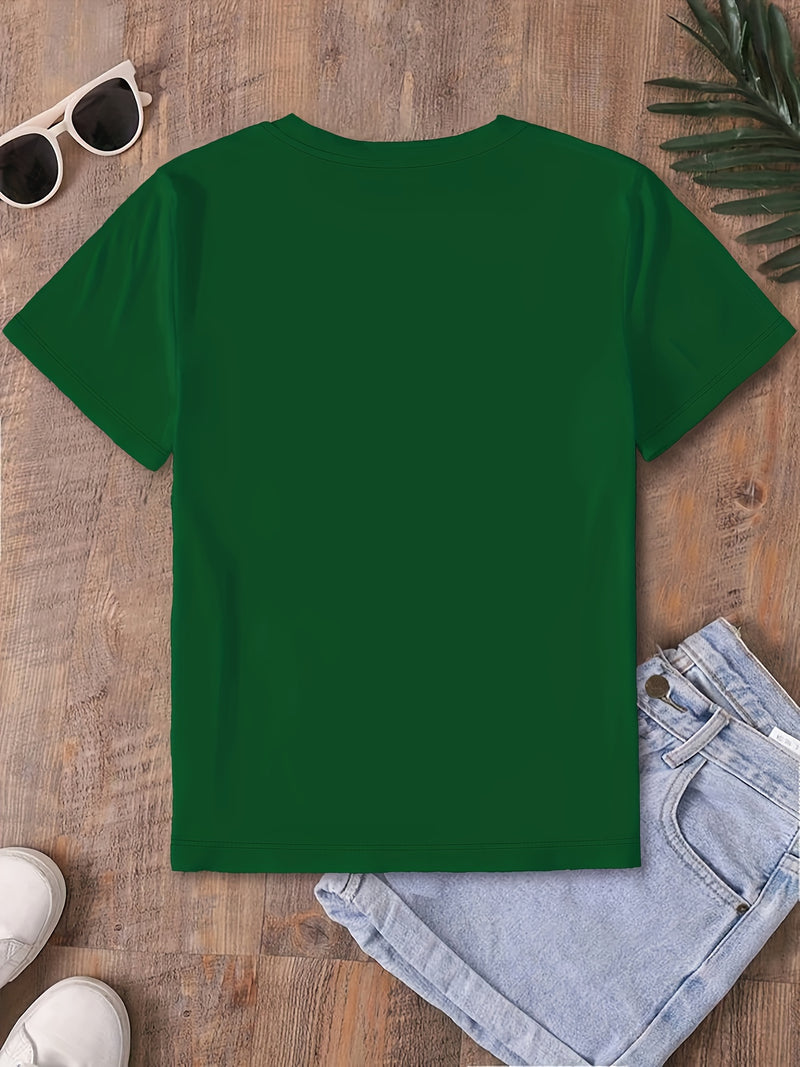 Round neck T-shirt in small and plus sizes, summer/spring Women's top.