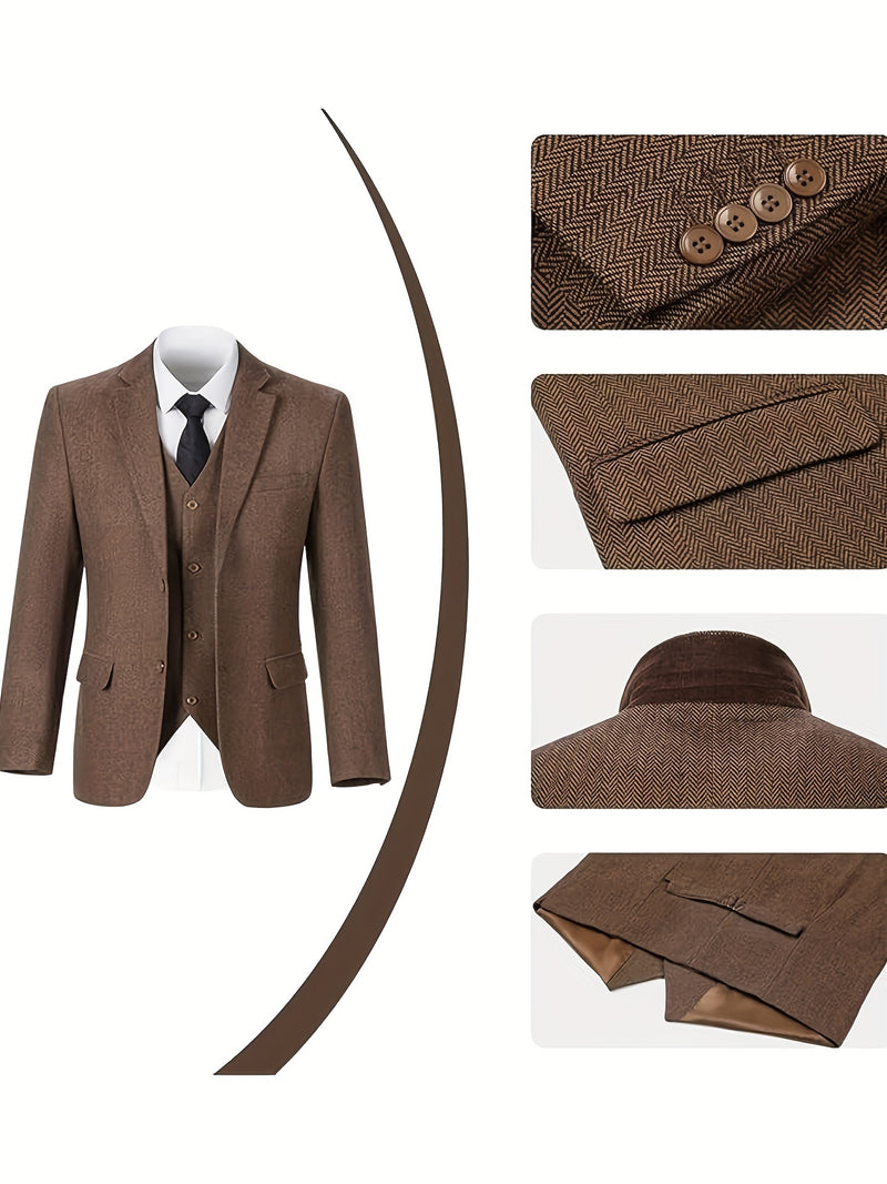 Vintage Men's Bone Check 3pcs Suit.