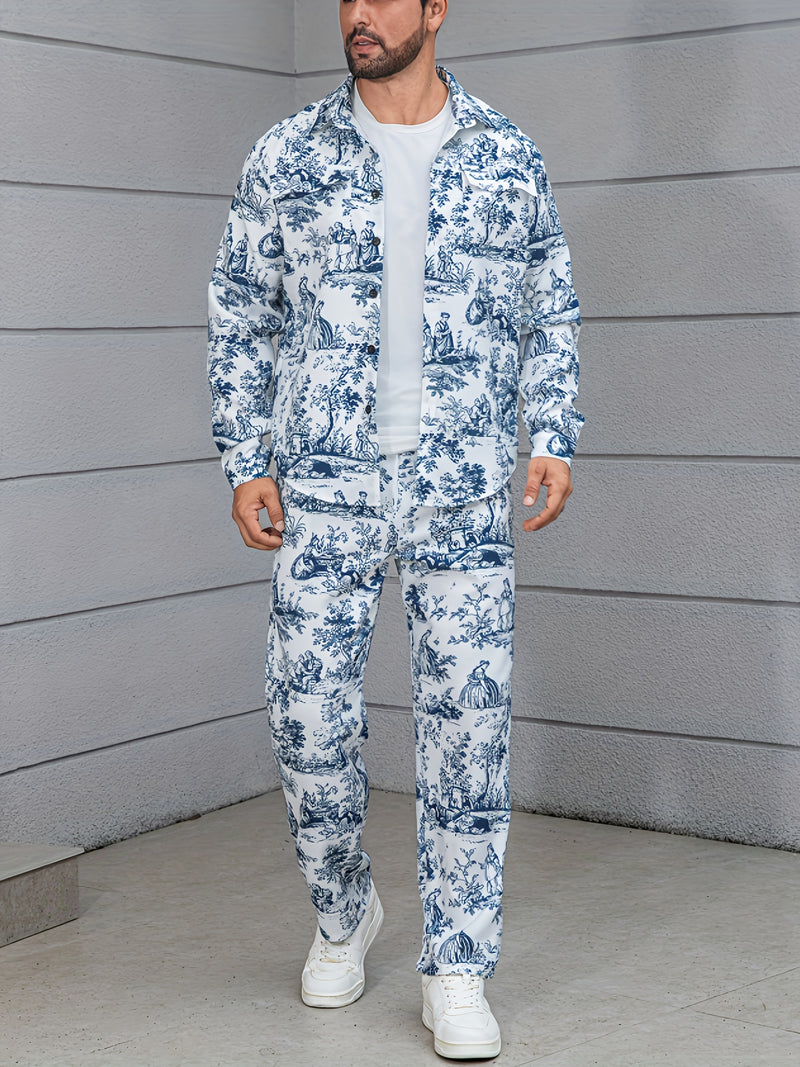 Men's Workwear Set Featuring Long Sleeves with Cuffs.