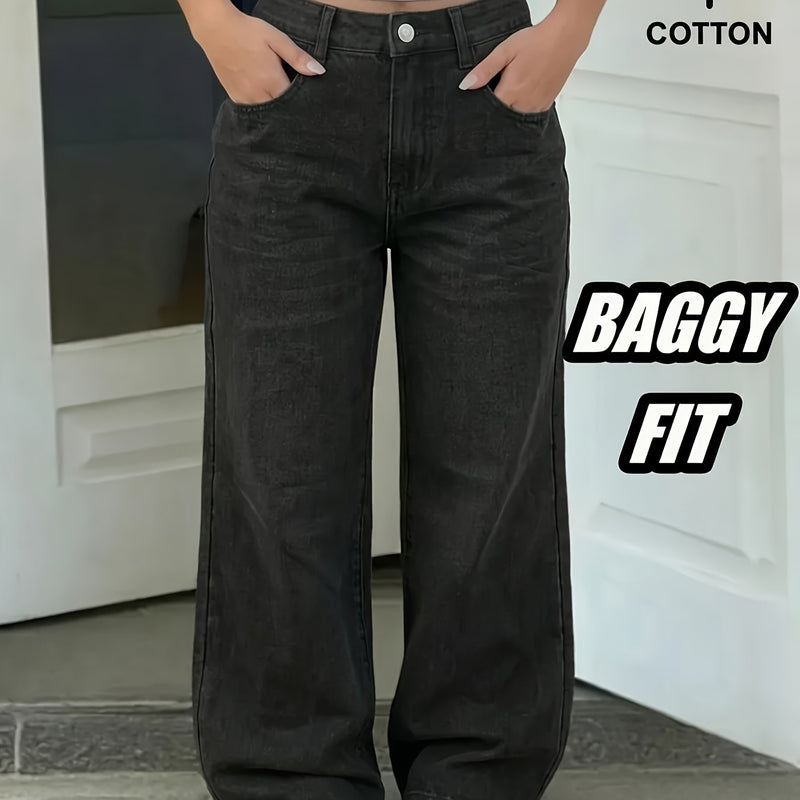 Women’s High-Waisted Wide-Leg Jeans in Vintage Blue.