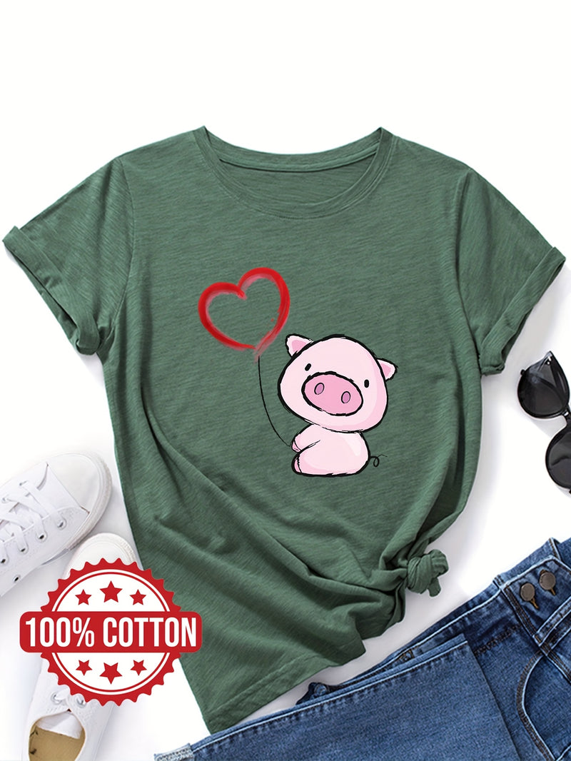 Women's Cute & Heart Balloon Print T-Shirt.