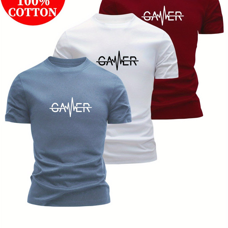 Set of 3 100% T-Shirts Featuring Letter Prints.