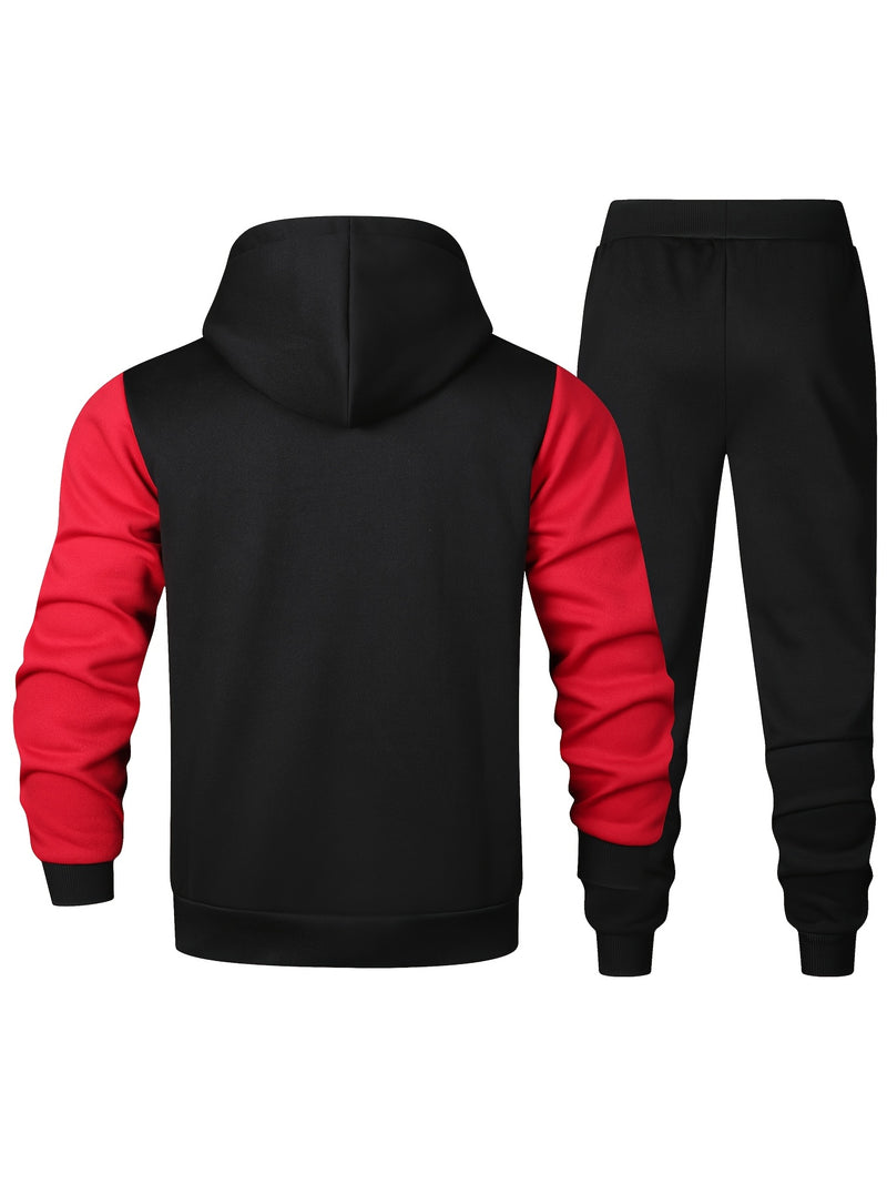 Men's Casual Sports Two-Piece Set Includes a Hooded Sweatshirt And Pants.
