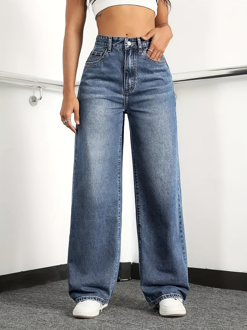 Women's High-Waisted Wide-Leg Jeans.