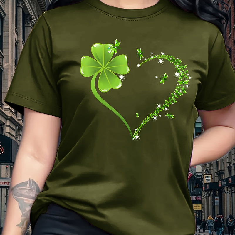 Round neck T-shirt in small and plus sizes, summer/spring Women's top.
