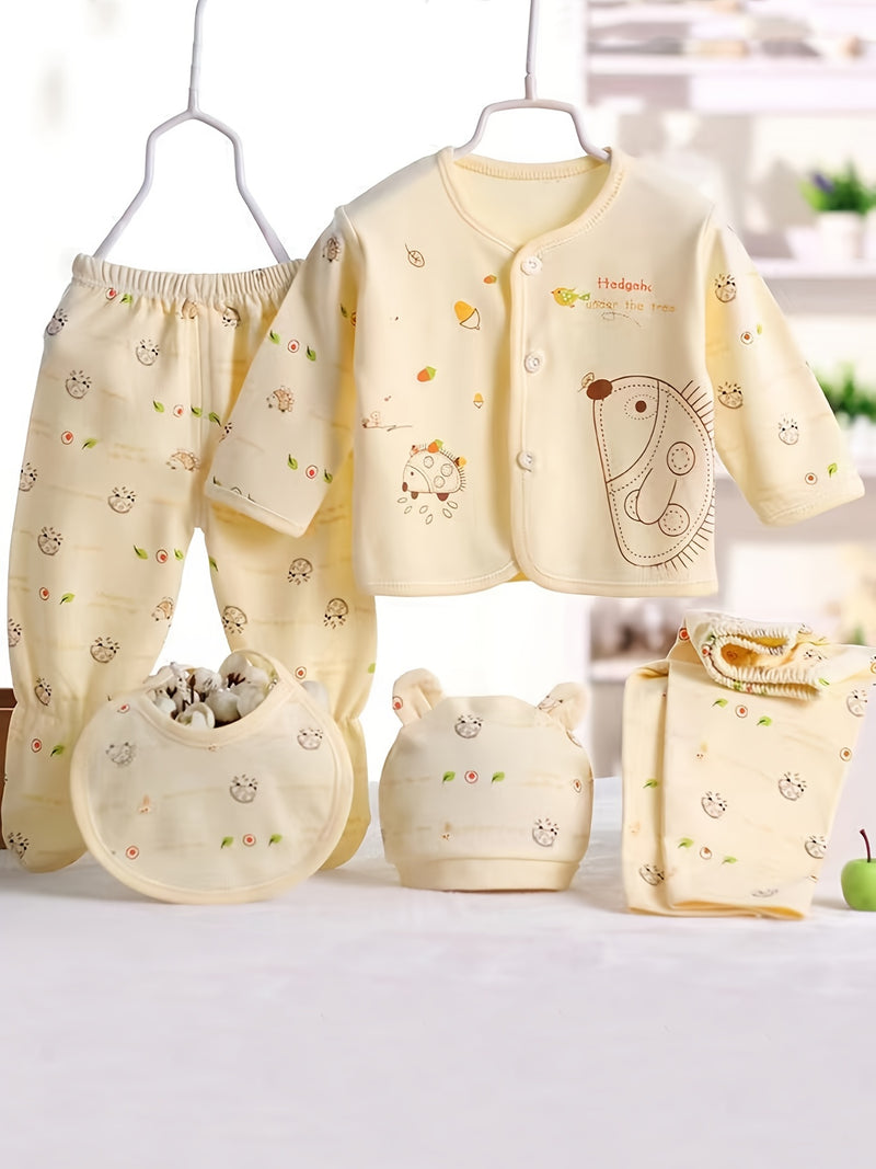 5pcs Baby 0-3m Set, All-Season Casual Outfits for Boys and Girls.