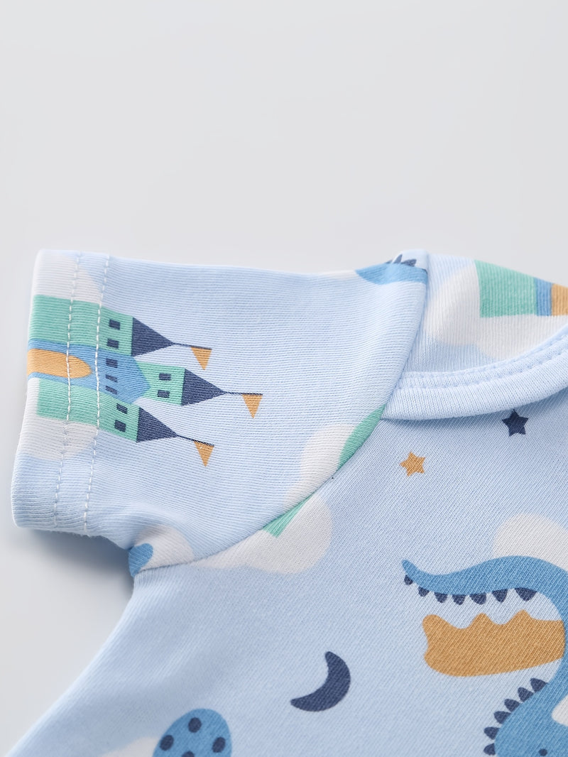 5pcs Baby Boy Bodysuit Set - Soft And Comfortable Short Sleeve Set.