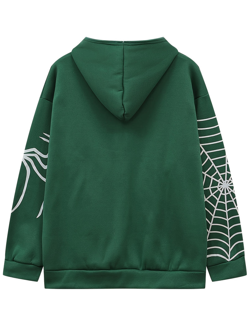 2026 Spring Spider Web Zipper Hoodie Women'S Casual Trendy.