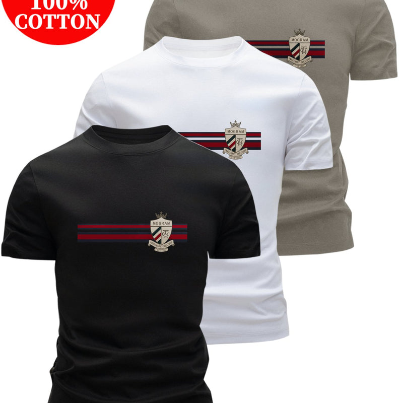 3pcs Men's Cotton T-Shirts - Slim Fit Short Sleeve Crew Neck Summer Tees.
