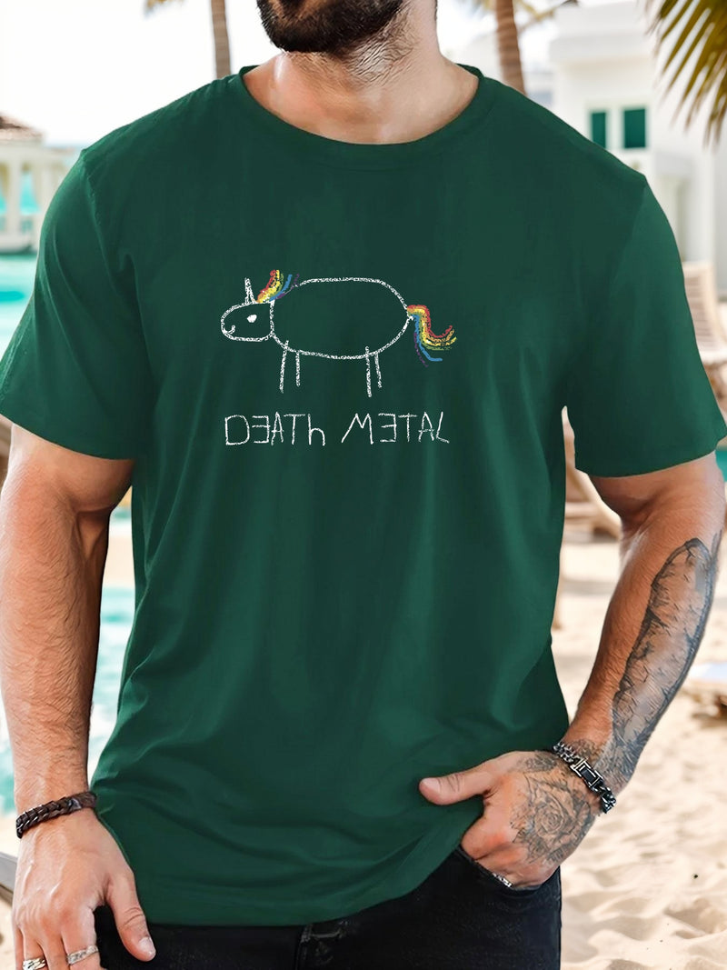 Men's Short-Sleeve T-Shirt with a Unicorn Pattern for Summer Casual Wear.